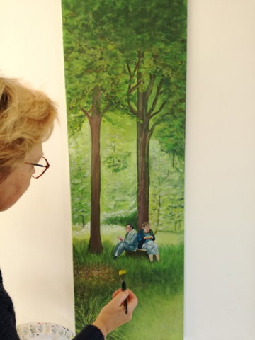 Schilderijen in de bibliotheek