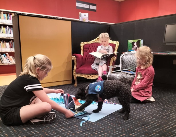 Schoolhond Bumper bezoekt de Bibliotheek