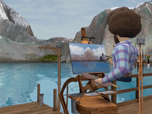 Virtual reality schilderen als Bob Ross