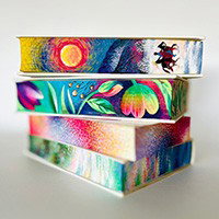 Beschilder een boek bij de workshop Painted Edges