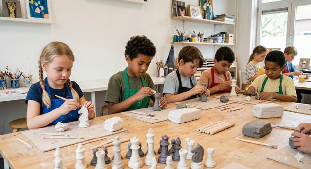 Maak je eigen schaakspel met klei en de lasersnijder (6-12 jr.)