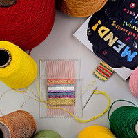 Workshop boekenlegger weven bij:  tentoonstelling Terra Terra Bindweefsel