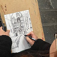 Architectuurwandelingen met Urban Sketching bij het programma 'Hotel Central'