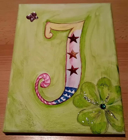 Schilderij met je initiaal op canvasdoek