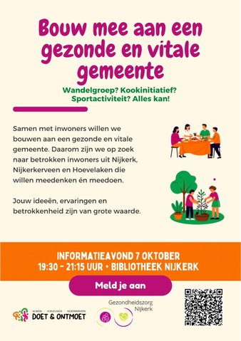 Informatieavond: Van inwoners, voor inwoners: denk mee over een gezonde gemeente