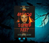 Boekomslag van de spannende jeugdthriller 'Are you scared yet' met mysterieuze sfeer, vleermuizen en volle maan op de achtergrond
