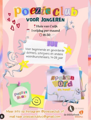 Poëzieclub voor jongeren 25-10-2024 16:30