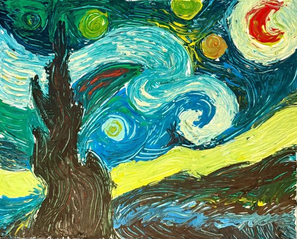 Creative workshop 'Starry Textures: Fork Painting Inspired by Van Gogh'