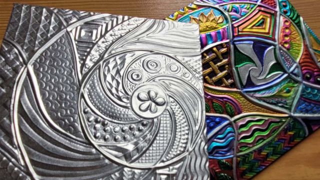 Workshop aluminiumfolie reliëf tekenen