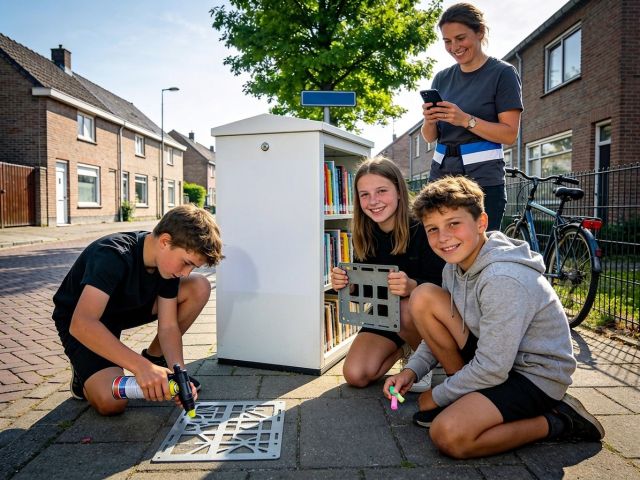 Stoepkrijt spuiten met de Bibliotheek