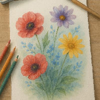 Bloemen tekenen met aquarelpotloden | Cultuurcoach Oudewater