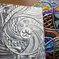 Workshop aluminiumfolie reliëf tekenen