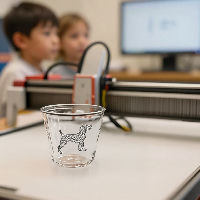 High Tech Workshop: Ontwerp en graveer je eigen glas! (8 t/m 12 jaar)