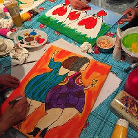 Vrolijke schilderworkshop