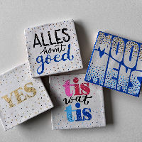 Handletteren 'Maak je eigen poëzie tegeltje' (Woubrugge)